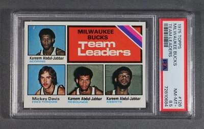 1975 Topps Basketball #126 Milwaukee Bucks TEAM LEADERS Kareem PSA 8.5 NM-MT+ - Image 1 of 4