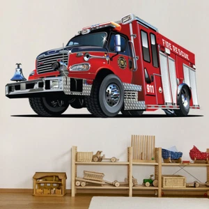Red Fire Engine Truck Wall Sticker WS-41196 - Picture 1 of 12