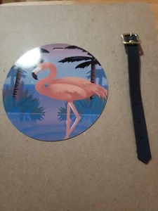 Gepäck, Rucksack, Golftasche, Kreuzfahrtanhänger - 4,5" rund 20 Mil Kunststoff mit Ledergurt - Bild 1 von 2