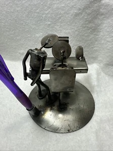 Handmade Recycled Metal Art Sculpture - Desk Pen Holder - Unique Office Decor C5 - Picture 1 of 7