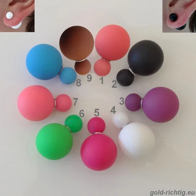 Doppelperlen Ohrstecker pastell matt Ohrringe Perlenohrstecker Doppel Perlen Neu - Bild 1 von 2