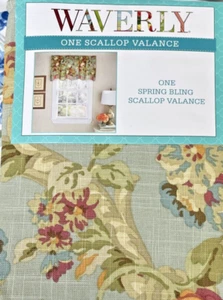 Waverly One Cenefa Vieira Primavera Bling Vapor 52" x 18" Floral, Multicolor, Nuevo - Imagen 1 de 5