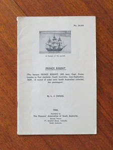Prince Regent - L J Ewens (Softcover, 1960) 1839 voyage to South Australia - Picture 1 of 5