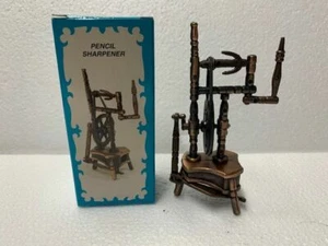 SPINNING WHEEL BRONZE DIE CAST METAL COLLECTIBLE PENCIL SHARPENER NEW / BOX - Picture 1 of 1