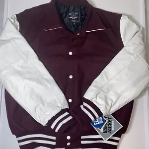 Giacca Holloway Originale Varsity Taglia Med Marrone Bianco Letterman NUOVA - Foto 1 di 10