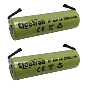 2x BATTERIA RICARICABILE STILO NI-MH AA 1,2V 2000mAh LAMELLE A SALDARE 14x50 mm - Foto 1 di 2