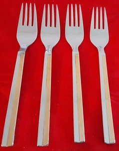 Retroneu 18/8 stainless center stage gold accent 4 salad forks 6 7/16" NM - Picture 1 of 5