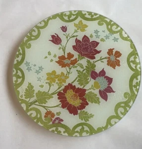 Table Top Glass Lazy Susan Plate Spring Flowers Floral Design Easy Glide - Foto 1 di 3