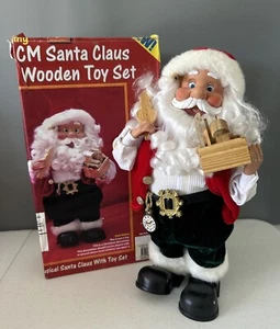 Vintage Musical Santa Claus With Wooden Toy Set - 35cms - Working - Picture 1 of 13