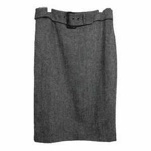 Falda lápiz para mujer Dalia Collection tweed gris forrada cinturón hebilla cremallera trasera talla 4 - Imagen 1 de 7