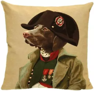 CHOCOLATE LABRADOR NAPOLEON 18" 46CM BELGIAN TAPESTRY CUSHION COVER + ZIP 03036 - Picture 1 of 6