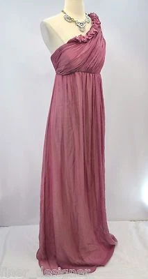 Kay Unger long Dress Silk Chiffon SEXY one shoulder ruffle formal gown SZ 10 NEW - Image 1 of 4