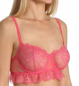 CATHERINE MALANDRINO LACE UNLINED UNDERWIRE LONGLINE PINK #C1413 SZ 32 B NEW $44 - Picture 1 of 2
