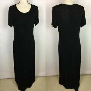 Vintage 90er Molly Malloy Maxikleid Gr. 10 Damen schwarz Slinky Strick Kurzarm - Bild 1 von 15