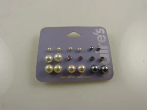 9 pairs pierced earrings earring post faux pearl crystal - Picture 1 of 6