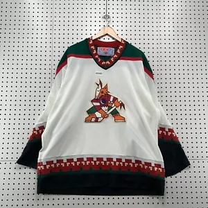 VTG 90s Phoenix Coyote Hockey Jersey Mens XL White CCM Embroidered 27x32.5 - Picture 1 of 22