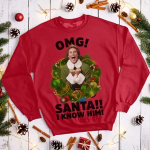Funny Mens and Womens Buddy the Elf I Know Him Christmas Jumper Sweatshirts #MC - Picture 1 of 29