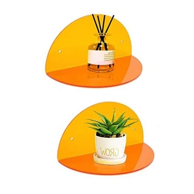  Small Acrylic Shelves Room Decor Floating Shelves (2-Pack, 8-inch Orange - Image 1 of 4