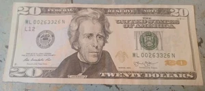 US paper money fancy serial number $20 R-A-D-A-R  SN: 00263326 Series 2013 - Picture 1 of 1