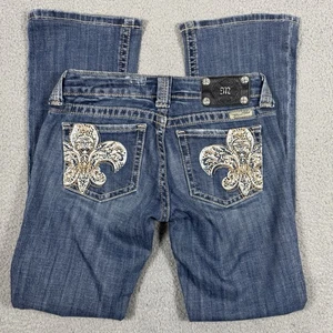 Pantalones de mezclilla Miss Me para mujer 26x30 azul corte bota bolsillos tiro bajo Bling - Imagen 1 de 11