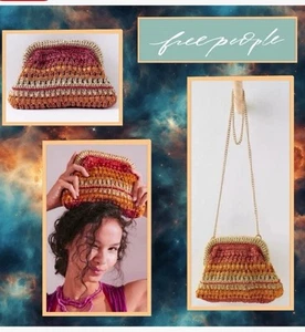 Free People Sweet Emotions Crochet Clutch/Xbody color:Fire Starter NWOT - Picture 1 of 5