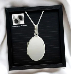 Sterling Silver Oval Locket Pendant 11x13mm 925 Sterling Silver Optional Chain - Picture 1 of 15
