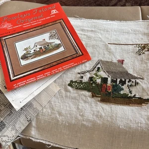 Vintage Ginnie Thompson Pawleys Island  “Country Homestead” Cross Stitch Partial - Picture 1 of 5