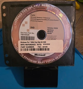 Windows 7 Pro 32 Bit x86 Upgrade October 2009 Systems Student Media - Picture 1 of 1