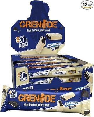 Grenade OREO White Protein Bar - High Protein, Low Sugar, 12 x 60 g