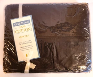 Ultracale 100% Cotton Black FLAT Bed Sheet 180 Thread Count Easy Care Percale - Picture 1 of 2