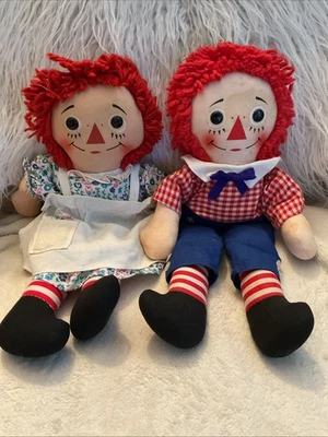Bonecas Raggedy Ann & Andy vintage Knickerbocker Toy Company corações “I Love You”... - Imagem 1 de 4