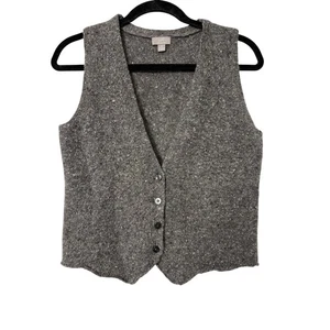 J Jill Gray Italian Yarn Wool Cashmere Blend Button Down Sweater Vest Sz XS - Picture 1 of 6