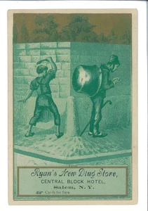 Trade card, Ryans' NUOVO negozio di droga, Salem, N.Y.Boy Hitting Pot, S6D-TC-4682 - Foto 1 di 2