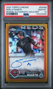 2024 Topps Chrome Gold Refractor Autograph Noelvi Marte RC /50 PSA 10 POP 1 REDS - Bild 1 von 2