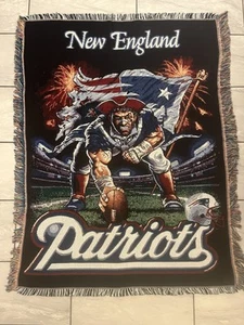 Vtg New England Patriots NFL Tapestry Throw Blanket 59" x 46" Northwest Company - Picture 1 of 9