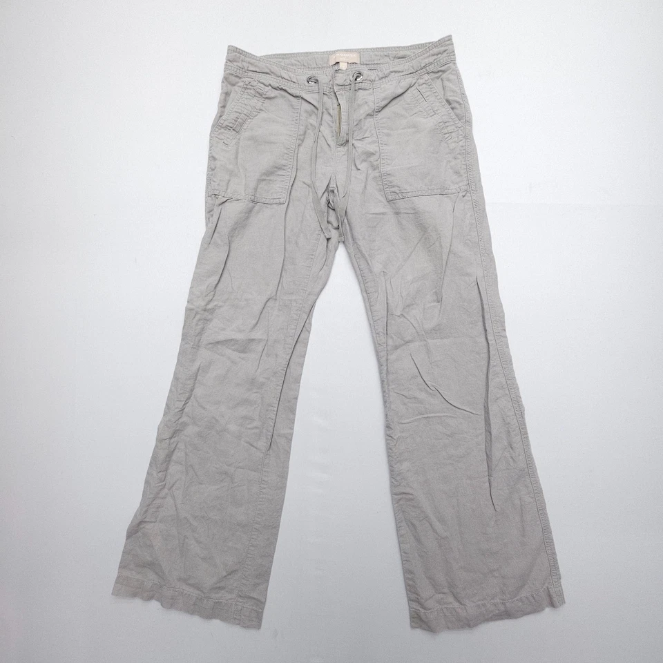Banana Republic Martin Fit Linen Cotton Pants Size 10 Gray Wide Leg Relaxed - Image 1 of 4