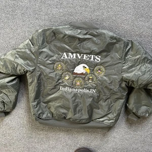 Rothco MA-1 Fliegerjacke Herren XL grün oliv Bomber AMVETS bestickte Patches - Bild 1 von 11