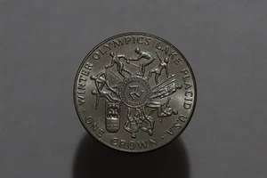 🧭 🇮🇲 ISLE OF MAN CROWN 1980 LAKE PLACID OLYMPICS B88 #2846 - Picture 1 of 2