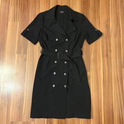 Tahari size S black belted Double Breasted trench midi dress - Image 1 of 4