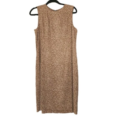 Vestido Vaina Colección Michael Kors Talla 14 Tostado Seda Clásico Diseñador Lujo  Foto 1 de 4