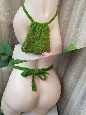 Taparrabos delantero. Hombre personalizado. Cuerda. Bikini verde. Hecho a mano. Foto 1 de 4