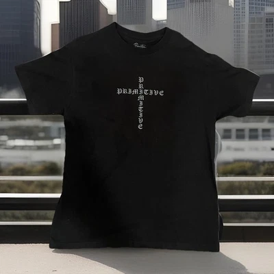 Camiseta Primitiva Negra Talla Mediana Estampado Gráfico Religioso Foto 1 de 3