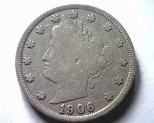1906 LIBERTY NÍQUEL FINO+ F+ BONITA MONEDA ORIGINAL BOBS MONEDAS ENVÍO RÁPIDO 99c - Imagen 1 de 2