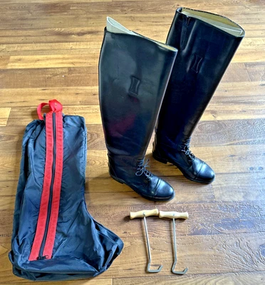 ARIAT 55501 Lace Up Leather Equestrian Tall Riding Boots Woman’s Size 7.5  Italy - Image 1 of 4