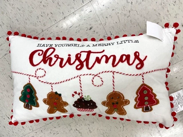 Travesseiro de Natal pão de gengibre menina e menino - 20 x 12 lombar - Novo - Imagem 1 de 1