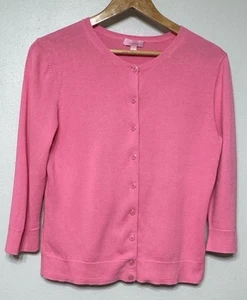 Lilly Pulitzer Sweater Cardigan Women’s Size Large Pink 3/4 Sleeve Lightweight - Picture 1 of 9