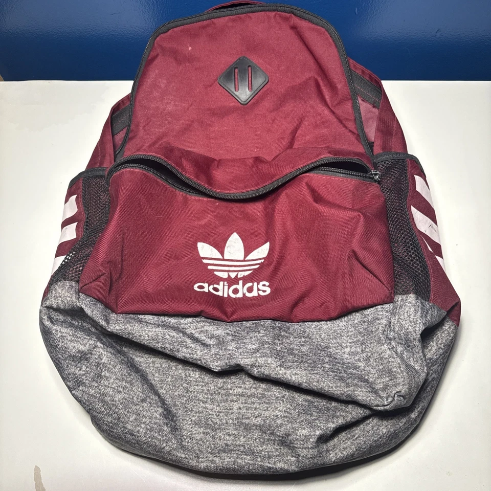 ADIDAS ORIGINALS Unisex Base Fits Laptop 13" Collage School Backpack Red / Gray - Image 1 of 4