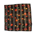 Vibrant Head Scarf Fall Autumn Maple Leaves 30" Square Gold Orange Red Green Blk