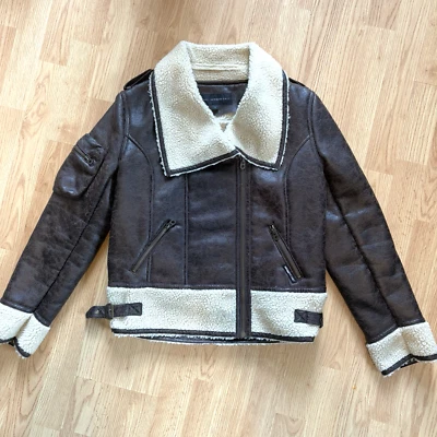 Chaqueta de aviador para mujer Members Only L imitación cuero forrada aspecto envejecido  Foto 1 de 4