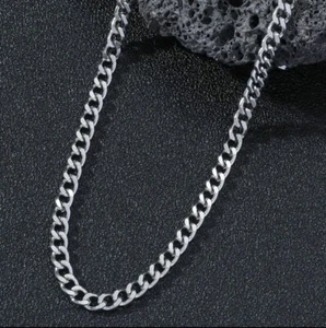 Mens Boys Curb Chain 55cm 6mm Stainless Steel Silver Necklace 55cm - Picture 1 of 7